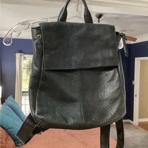 Black leather backpack purse